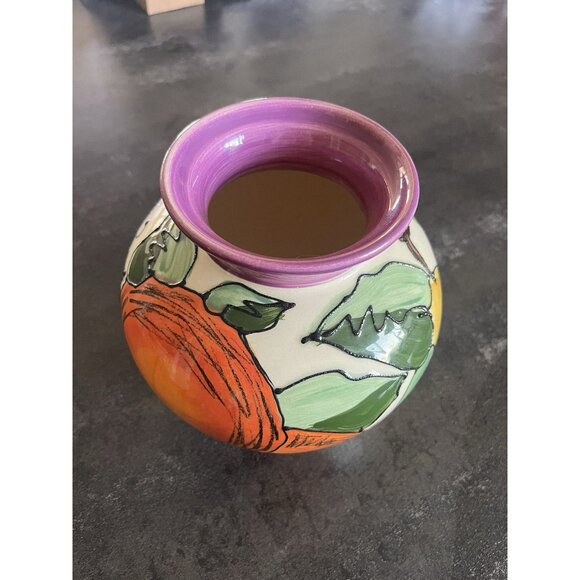 Lygia Dubin Small Colorful Fruit Vase Pottery One Of A Kind Handmade - Picture 4 of 10